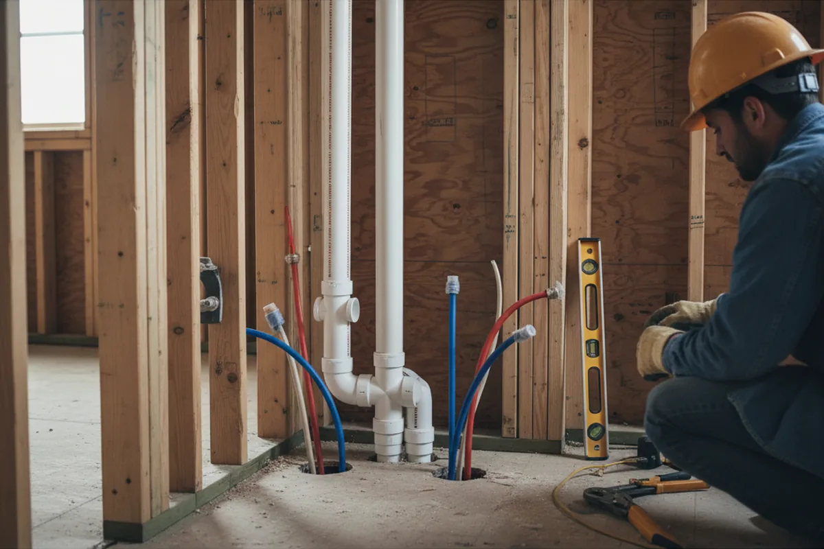 Drain and supply rough-in during Toilet Repair and Installation in Uniondale